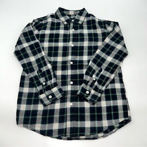 Cotton On Kids Black and Green Plaid Button Down Shirt